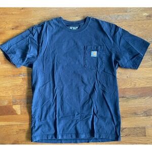 Carhartt Men Shirt Medium Blue K87-NVY Short Sleeve Navy W/ Pocket